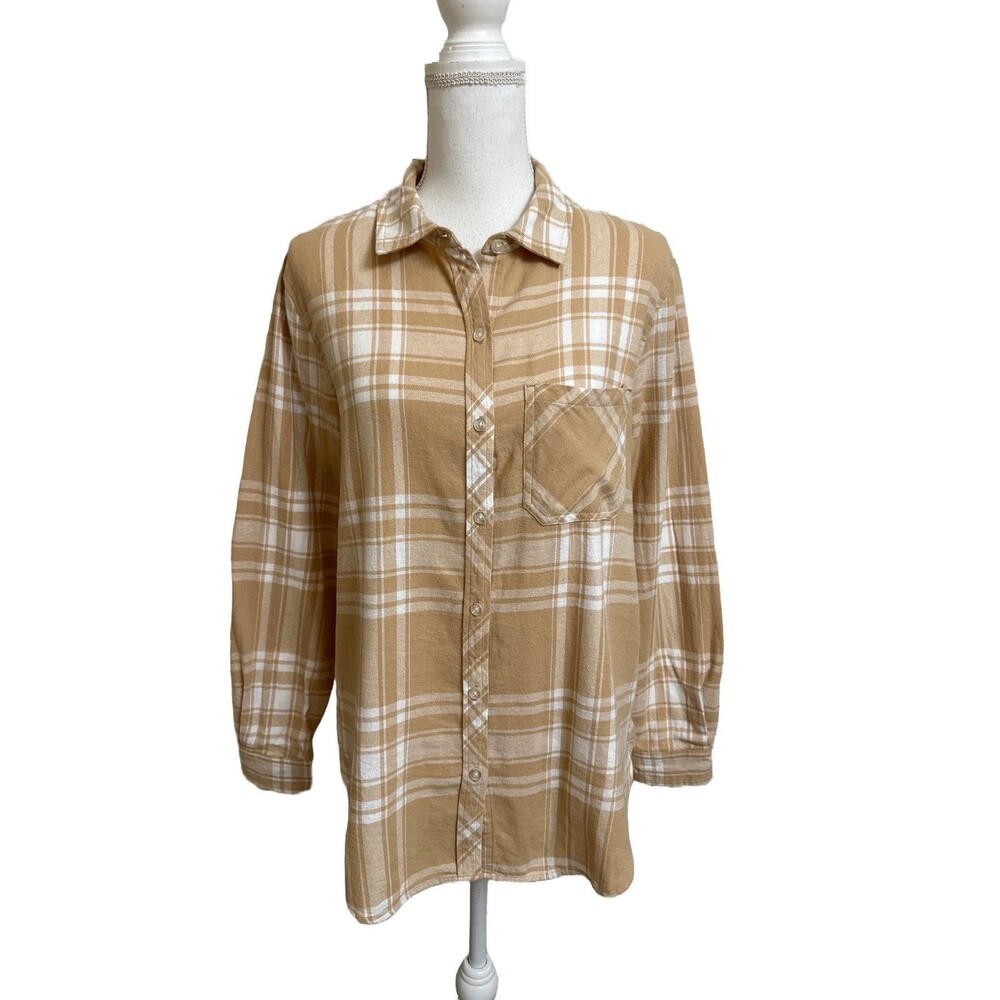 NWT Gap Women's M Soft Long Sleeve Relaxed Fit Flannel Shirt Yellow NEW $69 MSRP